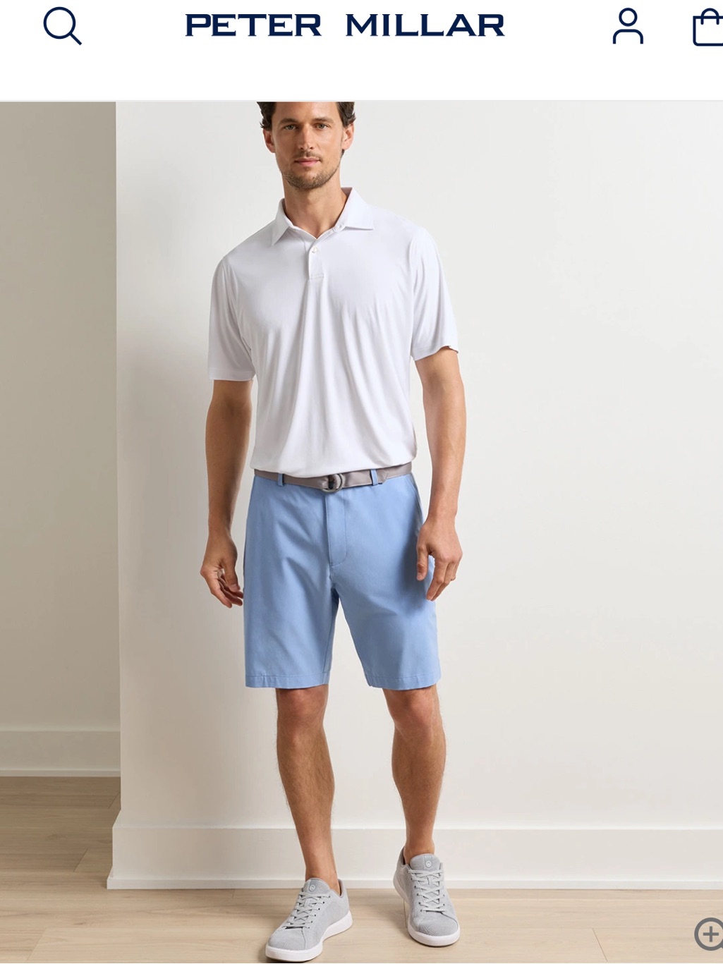 New Peter Millar Featherweight Light Blue Crown Performance Flat-Front Shorts 44